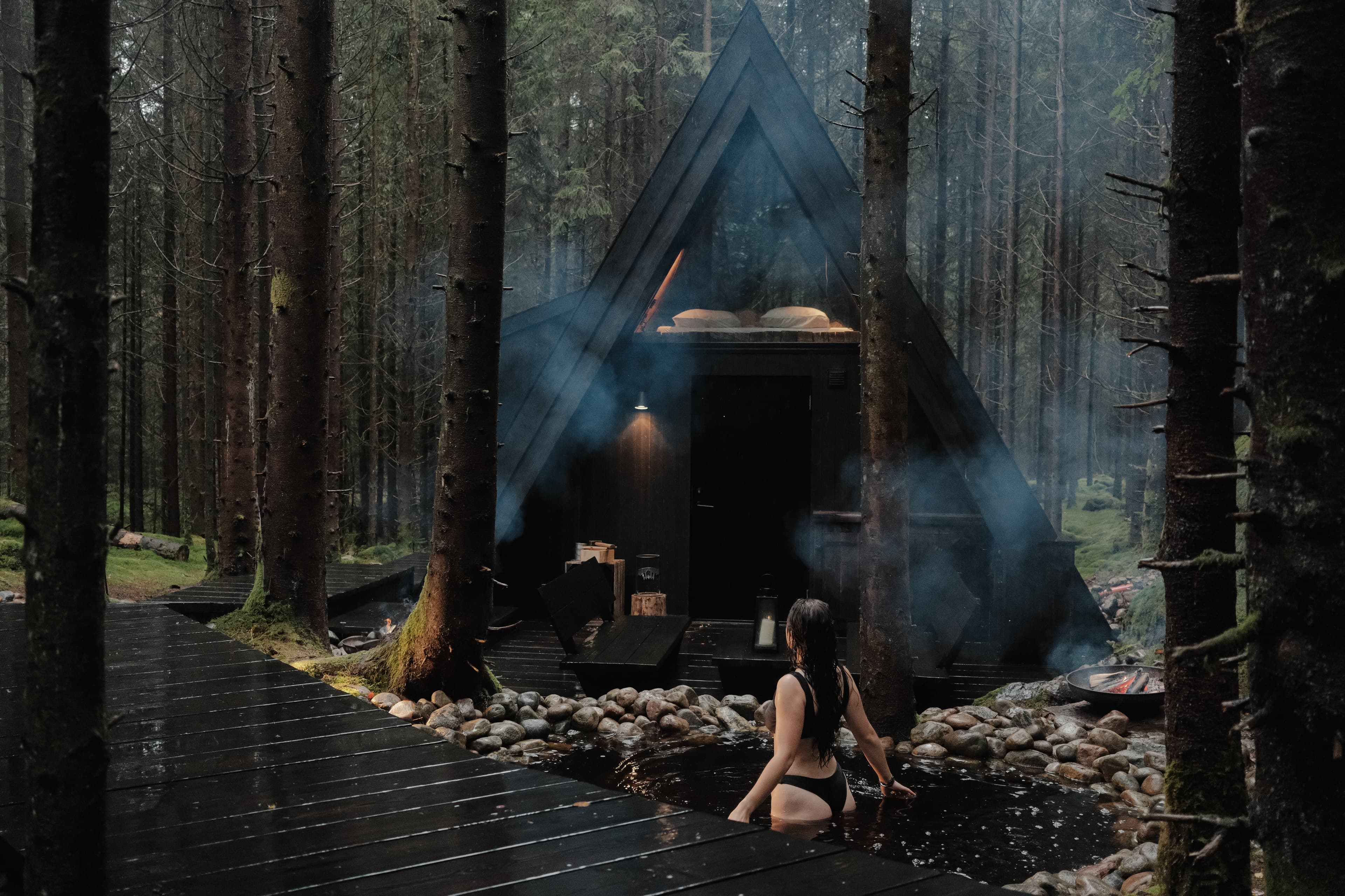 Een nacht in de Creek Cabin bij Hyssna Forest Resort